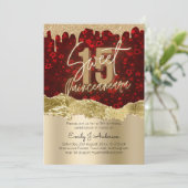 Glamor Red Gold Foil Glitter Quinceanera 15th Kaart (Staand voorkant)