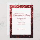 Glamor Red sparkles kerstfeest uitnodiging (Voorkant)