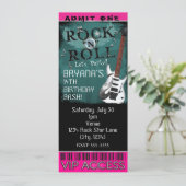 Glamor Rock N Roll Star Birthday Ticket VIP Kaart (Staand voorkant)