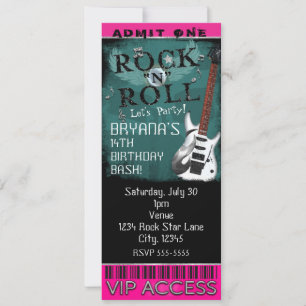 Glamor Rock N Roll Star Birthday Ticket VIP Kaart