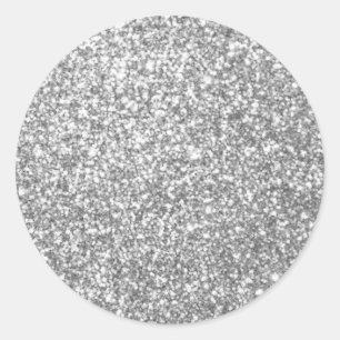 Glamor Silver Glitter Kijk Blanco Sjabloon Ronde Sticker