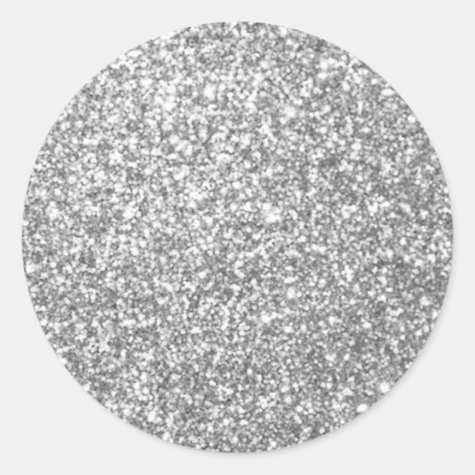 Glamor Silver Glitter Kijk Blanco Sjabloon Ronde Sticker (Voorkant)