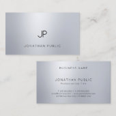 Glamor Silver look Elegant Modern Monogram Chic Visitekaartje (Voorkant / Achterkant)