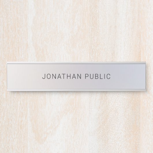 Glamor Silver Sjabloon Elegant Minimalist Modern Deurbordje (Voorkant)