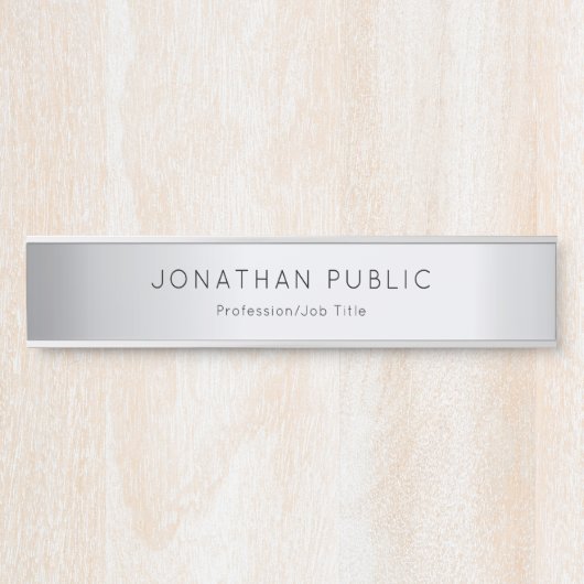 Glamor Silver Sjabloon Trendy Elegant Modern Long Deurbordje (Voorkant)