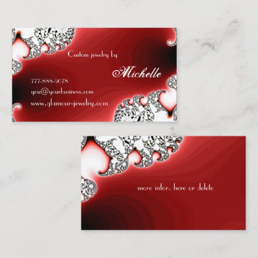 Glamor Sparkle Red Jewelry/Jewelry Designer Visitekaartje (Voorkant / Achterkant)