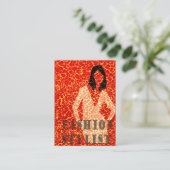 Glamor Woman op Safari Red Leopard Print Visitekaartje (Staand voorkant)