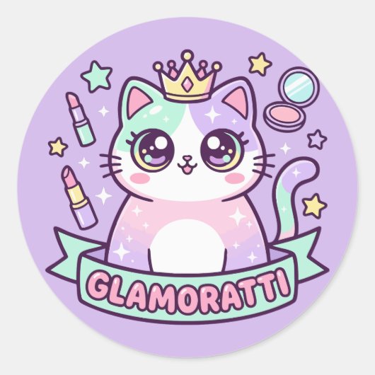 Glamoratti Kat Ronde Sticker (Voorkant)