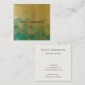 GLAMOROUS AQUA BLUE GOLD FAUX TRIANGULAR PATROON VIERKANTE VISITEKAARTJE (Voorkant / Achterkant)