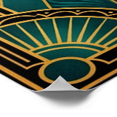 Glamorous Art Deco Peacock Teal & Gold Poster (Hoek)