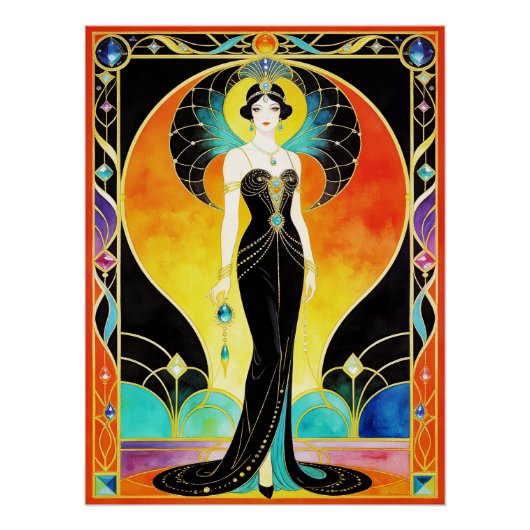 Glamorous Art Deco Siren (2) Poster (Voorkant)