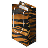Glamorous Black Brown Tiger Stripes Animal Print Klein Cadeauzakje (Voorkant Gekanteld)