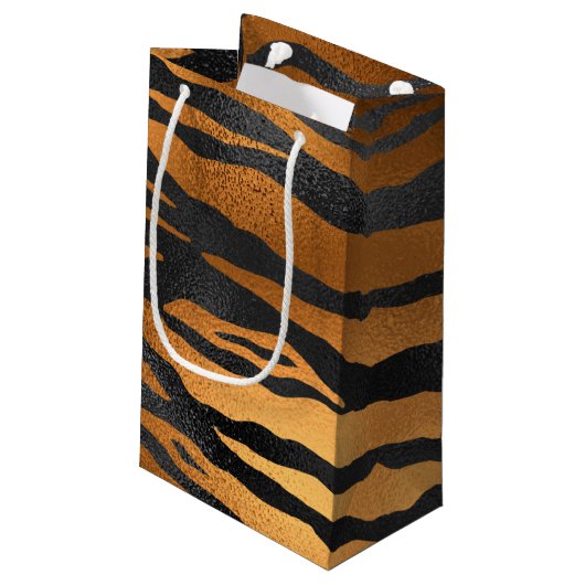Glamorous Black Brown Tiger Stripes Animal Print Klein Cadeauzakje (Achterkant Gekanteld)