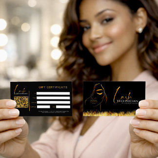 Glamorous Black & Gold Lash Tech  Gift Certificate