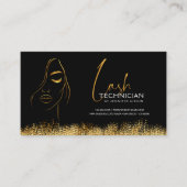 Glamorous Black & Gold Lash Tech Loyalty Card (Voorkant)