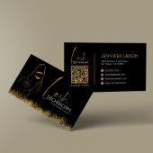 Glamorous Black & Gold Lash Tech QR Code  Visitekaartje