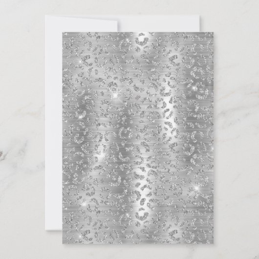 Glamorous Black Silver Leopard Spots Wedding Kaart (Achterkant)