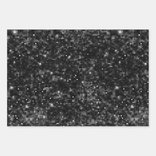 Glamorous Black & Silver Sparkling Patterns Inpakpapier Vel (Voorkant)