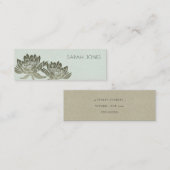 GLAMOROUS BLEEK BLAUW SILVER LOTUS FLORAL ADRES MINI VISITEKAARTJE (Voorkant / Achterkant)