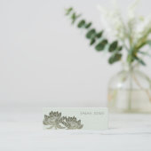 GLAMOROUS BLEEK BLAUW SILVER LOTUS FLORAL ADRES MINI VISITEKAARTJE (Staand voorkant)