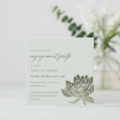 GLAMOROUS BLEEK BLAUW SILVER LOTUS FLORAL VERLOVIN KAART (Staand voorkant)