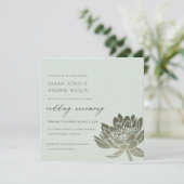 GLAMOROUS BLEEK BLAUW SILVER LOTUS FLORAL WEDING KAART (Staand voorkant)