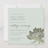 GLAMOROUS BLEEK BLAUW SILVER LOTUS FLORAL WEDING KAART (Voorkant)