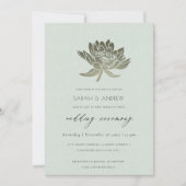 GLAMOROUS BLEEK BLAUW SILVER LOTUS FLORAL WEDING KAART (Voorkant)