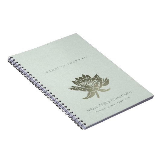 GLAMOROUS BLEEK BLAUW SILVER LOTUS FLORAL WEDING NOTITIEBOEK (Rechterzijde)