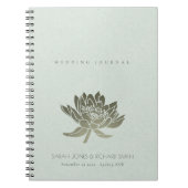GLAMOROUS BLEEK BLAUW SILVER LOTUS FLORAL WEDING NOTITIEBOEK (Voorkant)
