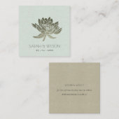 GLAMOROUS BLEEK BLAUW SILVER LOTUS FLORAL WEDING VIERKANTE VISITEKAARTJE (Voorkant / Achterkant)