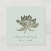 GLAMOROUS BLEEK BLAUW SILVER LOTUS FLORAL WEDING VIERKANTE VISITEKAARTJE (Voorkant)