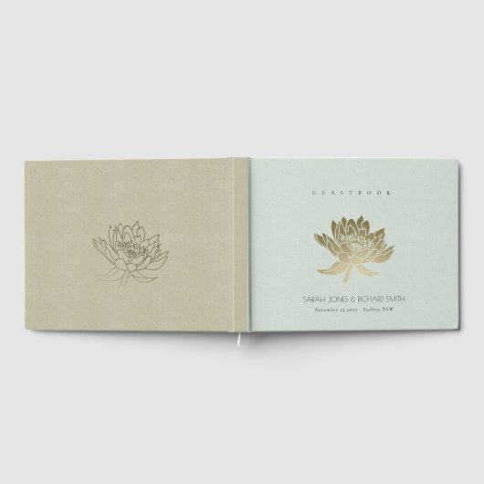 GLAMOROUS BLEEK BLAUW SILVER LOTUS MONOGRAM GASTENBOEK (Volledig)