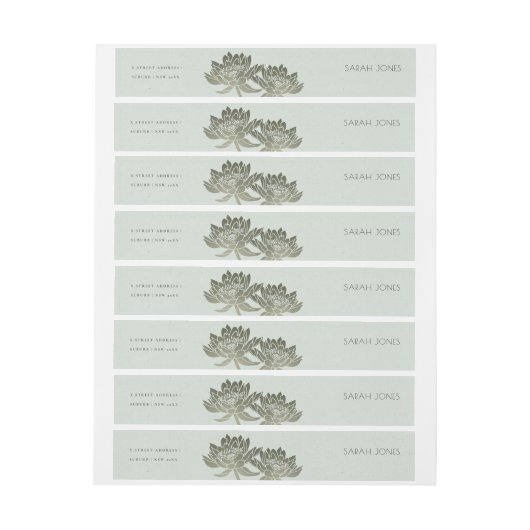 GLAMOROUS BLEEK BLAUW SILVER LOTUS MONOGRAM OMWIKKELBAAR ADRESLABEL (Vel)