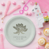 GLAMOROUS BLEEK BLAUW SILVER LOTUS MONOGRAM PAPIEREN BORDJE (Feest)