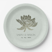 GLAMOROUS BLEEK BLAUW SILVER LOTUS MONOGRAM PAPIEREN BORDJE (Voorkant)