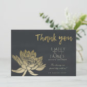 GLAMOROUS BLEEK GOLD BLACK LOTUS FLORAL DANK U BEDANKKAART (Staand voorkant)