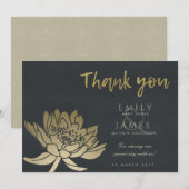 GLAMOROUS BLEEK GOLD BLACK LOTUS FLORAL DANK U BEDANKKAART (Voorkant / Achterkant)