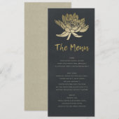 GLAMOROUS BLEEK GOLD BLUE BLACK LOTUS FLORAL MENU (Voorkant / Achterkant)