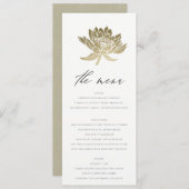 GLAMOROUS BLEEK GOLD WHITE KRAFT LOTUS FLORAL MENU (Voorkant / Achterkant)