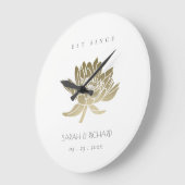 GLAMOROUS BLEEK GOLD WHITE LOTUS BEWAREN DE DATUM  GROTE KLOK (Hoek)