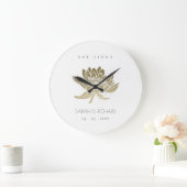 GLAMOROUS BLEEK GOLD WHITE LOTUS BEWAREN DE DATUM  GROTE KLOK (Huis)