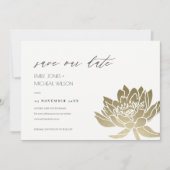 GLAMOROUS BLEEK GOLD WHITE LOTUS BEWAREN DE DATUM SAVE THE DATE (Voorkant)