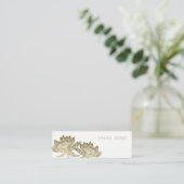 GLAMOROUS BLEEK GOLD WHITE LOTUS FLORAL ADDRUK MINI VISITEKAARTJE (Staand voorkant)