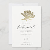 GLAMOROUS BLEEK GOLD WHITE LOTUS FLORAL BRIDESMAID KAART (Voorkant)