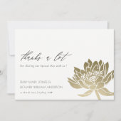 GLAMOROUS BLEEK GOLD WHITE LOTUS FLORAL DANK U BEDANKKAART (Voorkant)