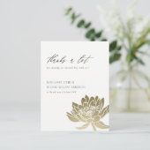 GLAMOROUS BLEEK GOLD WHITE LOTUS FLORAL DANK U BRIEFKAART (Staand voorkant)