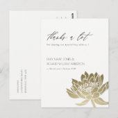 GLAMOROUS BLEEK GOLD WHITE LOTUS FLORAL DANK U BRIEFKAART (Voorkant / Achterkant)