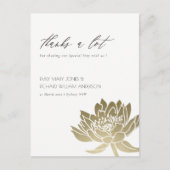 GLAMOROUS BLEEK GOLD WHITE LOTUS FLORAL DANK U BRIEFKAART (Voorkant)