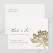 GLAMOROUS BLEEK GOLD WHITE LOTUS FLORAL DANK U BRIEFKAART (Voorkant / Achterkant)